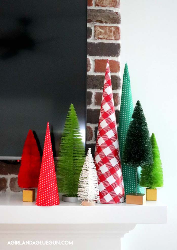 Wrapping Paper Christmas Trees #Christmas #tree #crafts #decorhomeideas