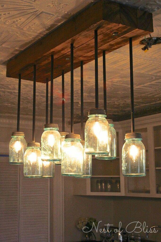 10 Light Fruit Jar Hanging Fixture #farmhouse #furniture #decorhomeideas