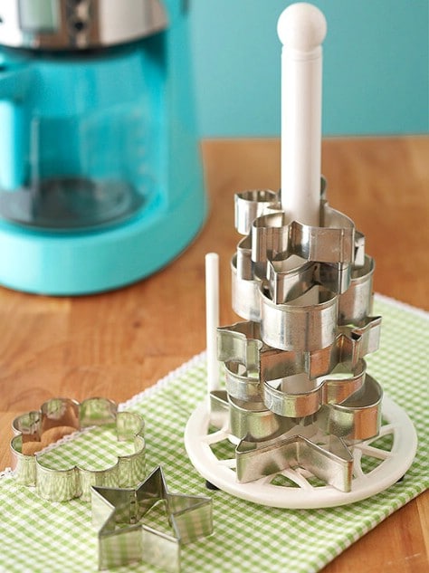 Organize Cookie Cutters With A Paper Towel Rack #organization #storage #home #decorhomeideas