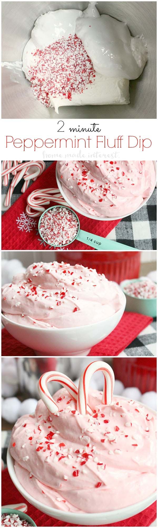 2 Minute Peppermint Fluff Dip #Christmas #dips #decorhomeideas