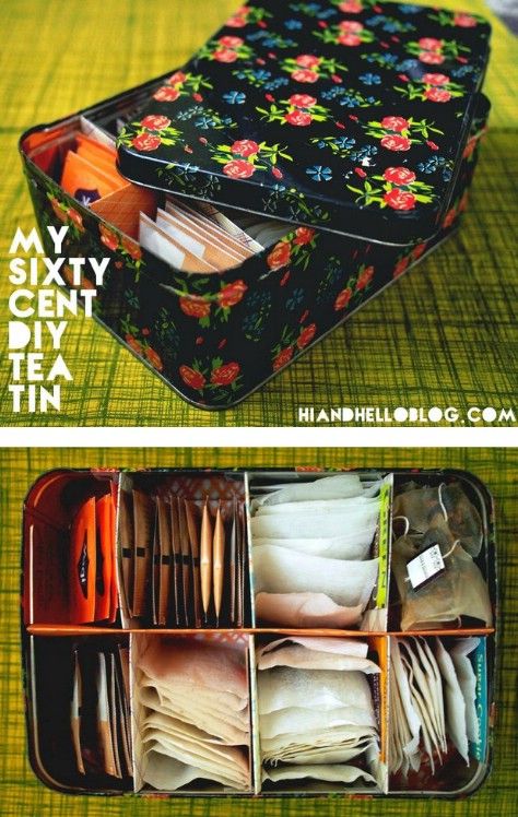 Make A Tea Tin With Dividers #organization #storage #home #decorhomeideas