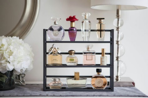 Use A Spice Rack To Display Your Perfume Bottles #organization #storage #home #decorhomeideas