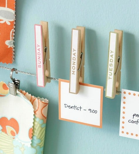 Organize Your Schedule On A Clothesline #organization #storage #home #decorhomeideas