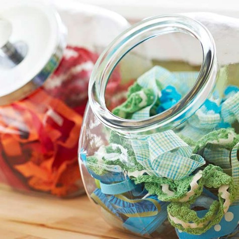 Store Craft Supplies In Vintage Candy Jars #organization #storage #home #decorhomeideas