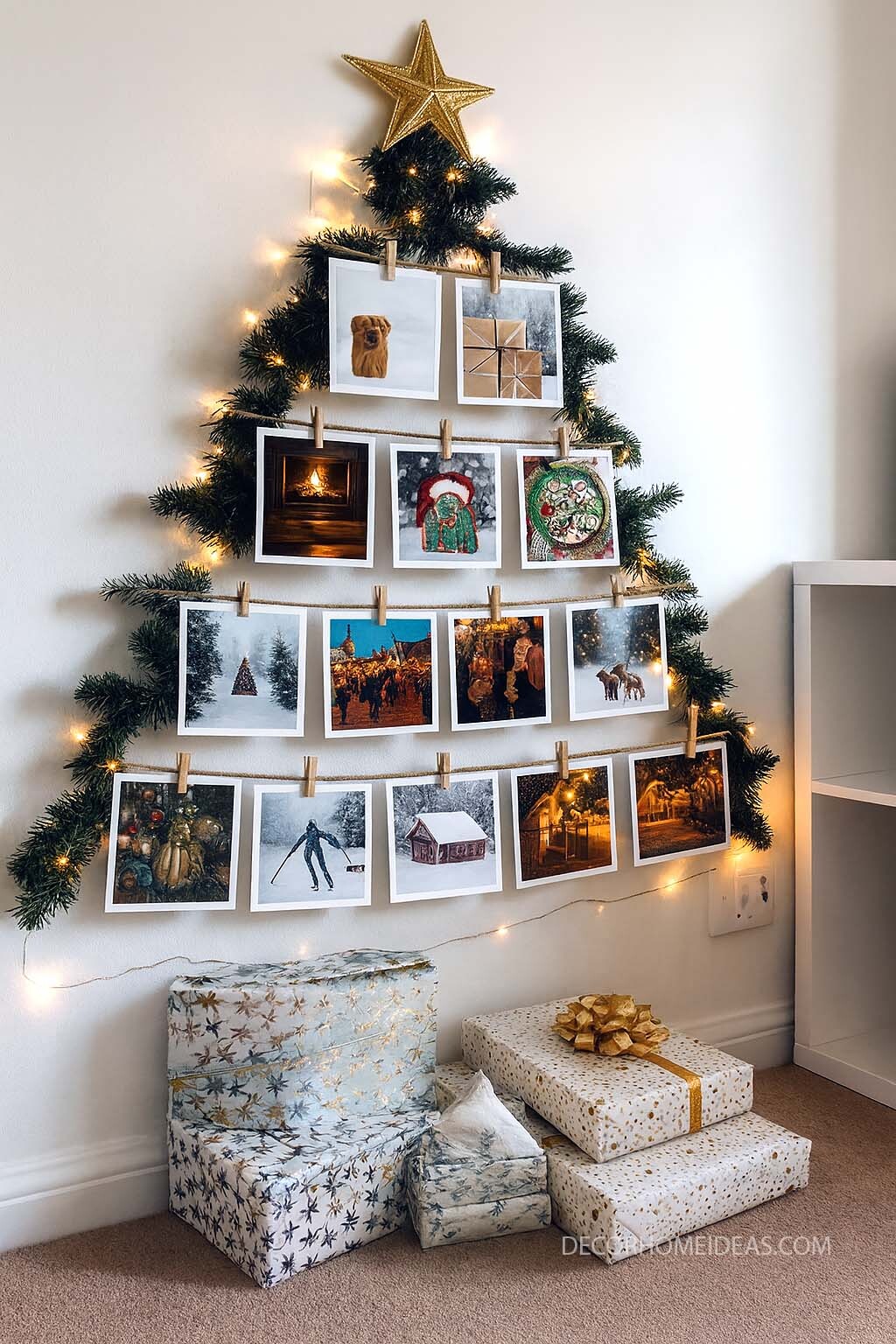 Magical DIY Photo Wall Christmas Tree Idea