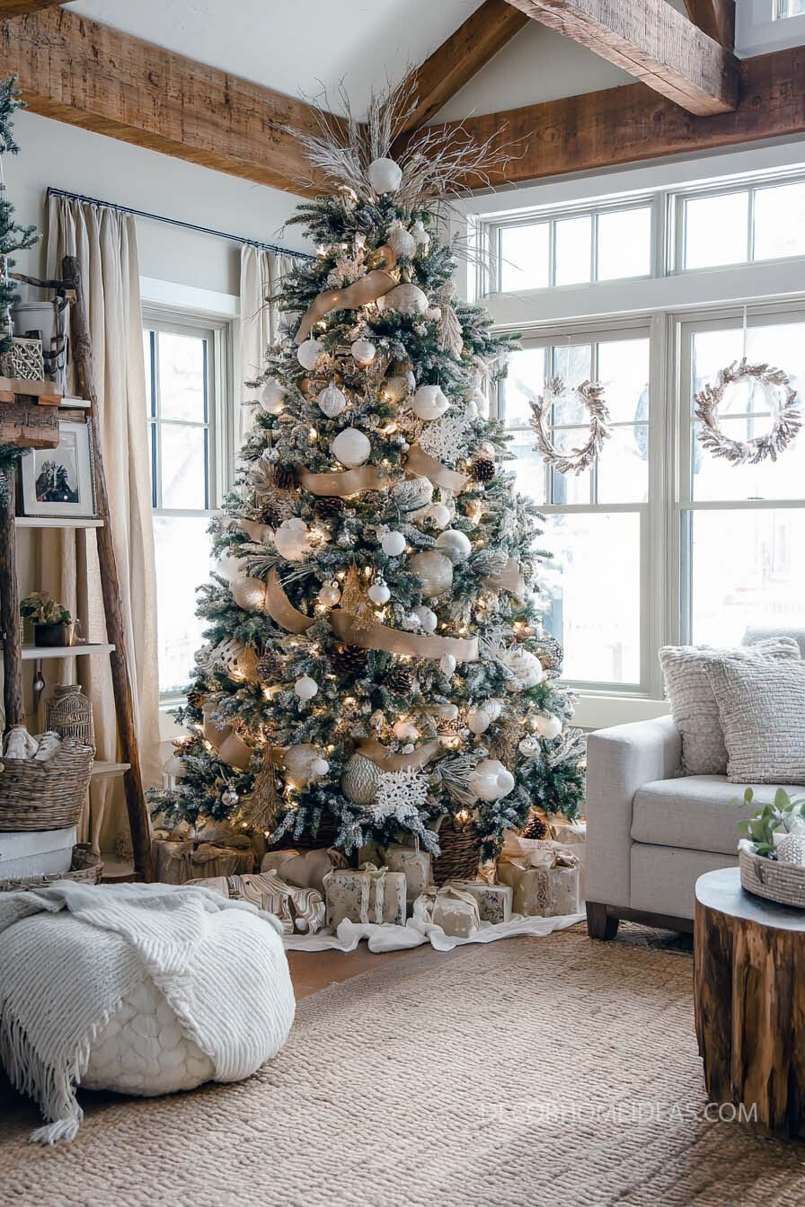 Rustic Neutral Christmas Tree Look