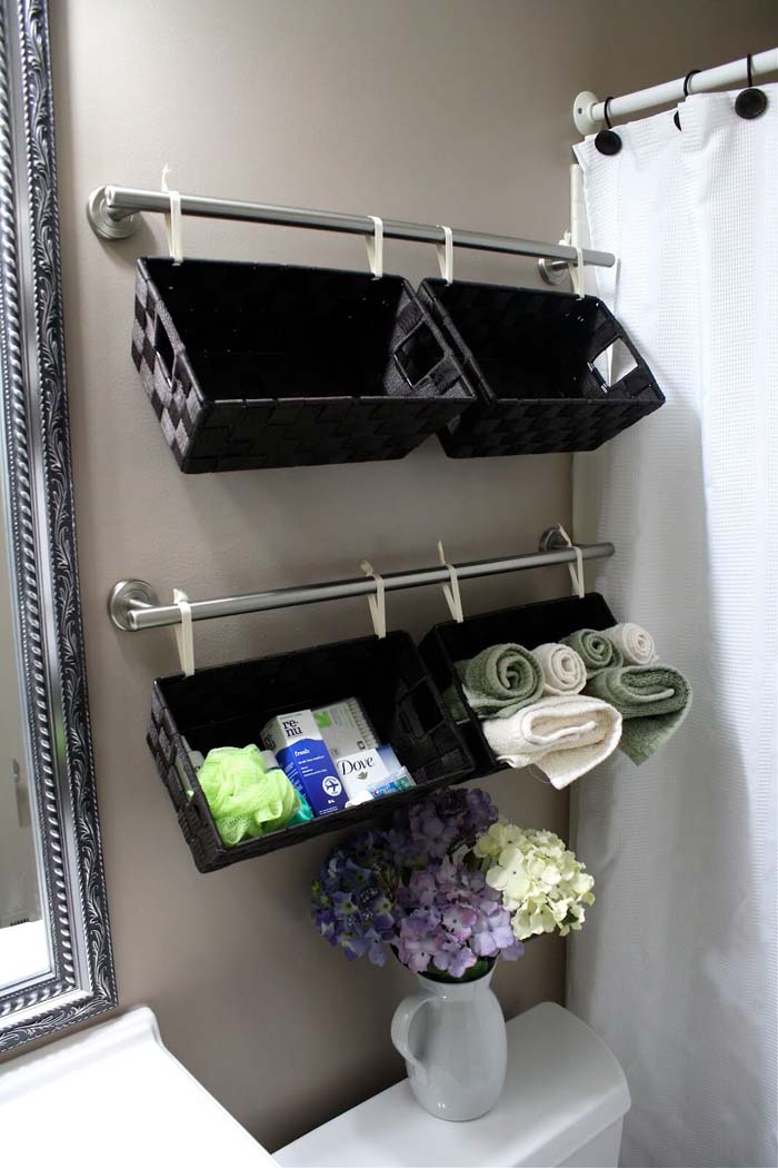 Above The Toilet Bathroom Storage Baskets #overtoiletstorage #storage #toilet #decorhomeideas