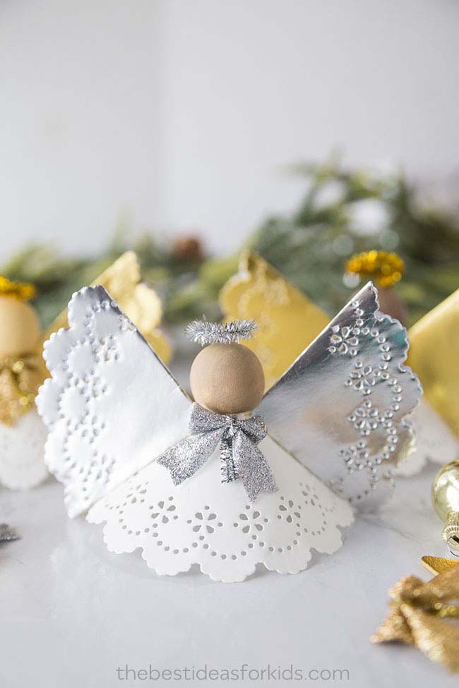 Angel Doily Craft #Christmas #ornaments #kids #diy #decorhomeideas