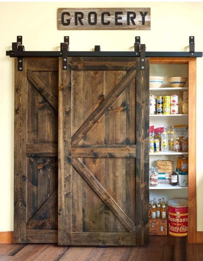 Barn Door Pantry with Vintage Accessories #farmhouse #furniture #decorhomeideas