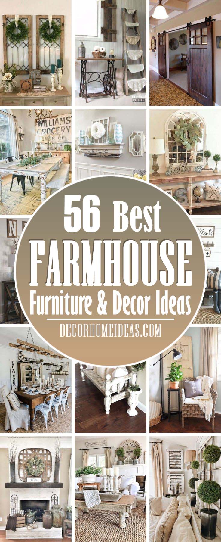 Best Farmhouse Furniture And Decor Ideas. Take your love of farmhouse style to the next level with decorating ideas for every room in your house. From farmhouse kitchens to bedroom decorating ideas and even rustic bathrooms. #decorhomeideas