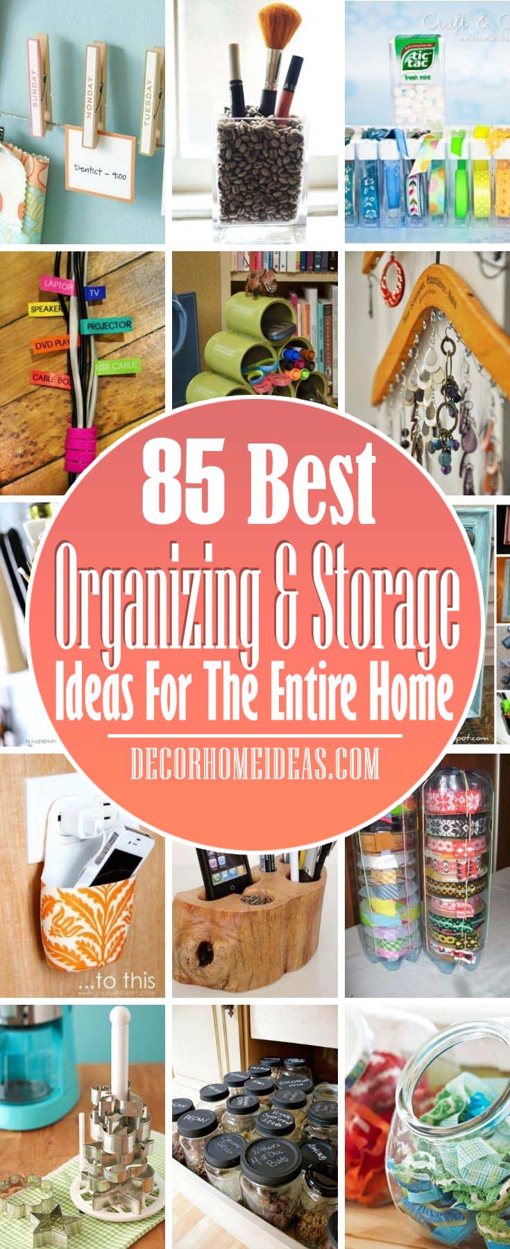 Best Organizing And Storage Ideas Entire Home. Limited on space or have too much stuff to deal with? These storage solutions will help you de-clutter every room in your home. #decorhomeideas