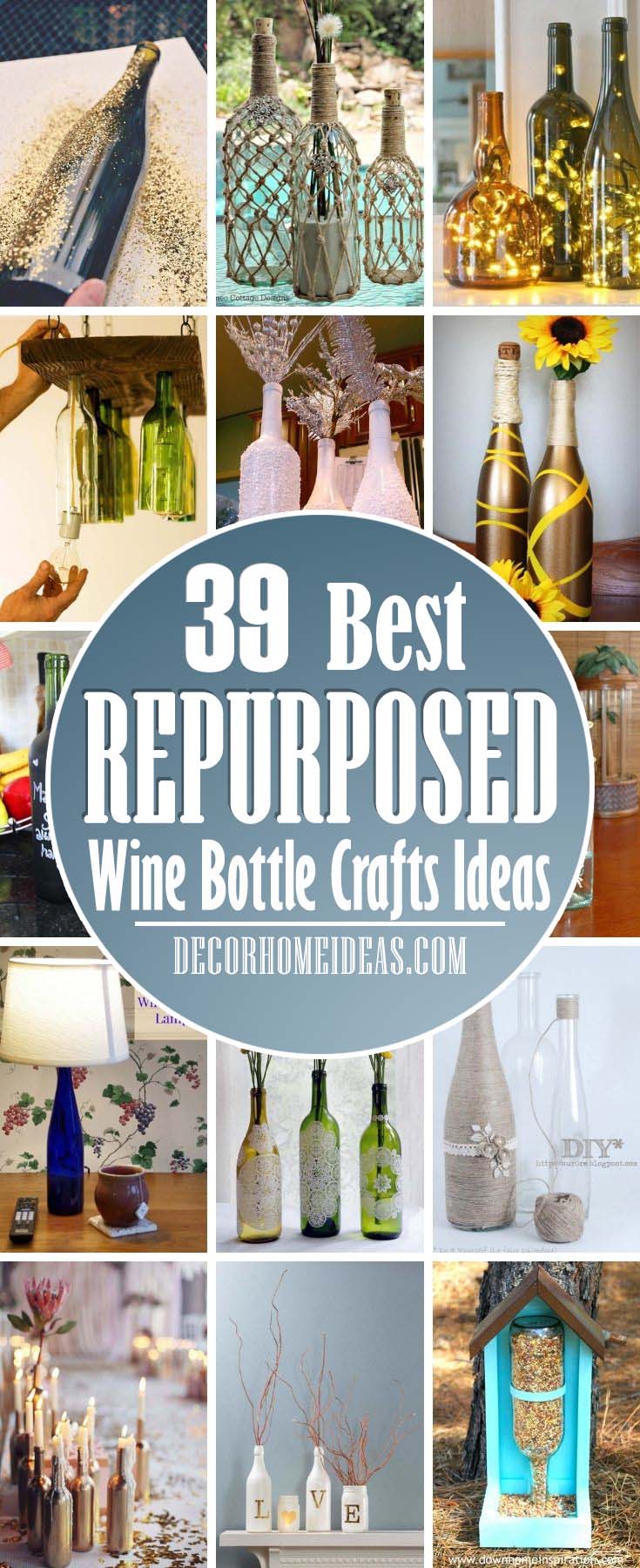 Best Repurposed DIY Wine Bottle Crafts Ideas. These DIY wine bottle crafts are the cutest ways to repurpose glass vessels. These easy DIYs make for a perfect Christmas project, Mother's Day gift, or just a decor item to keep for yourself—and an excuse to drink wine! #decorhomeideas