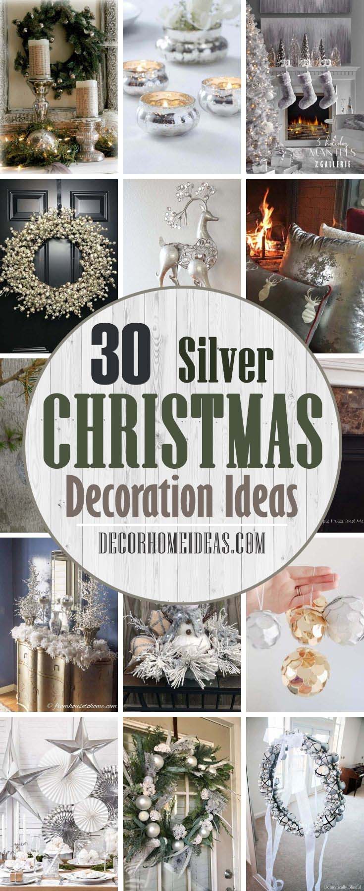 Best Silver Christmas Decorations. Silver and white color combination look surreal. It is reminiscent of the icy winter days. So this Christmas,  forget the traditional green and red and opt for silver and white theme instead. It is neutral and can be used all winter long. #decorhomeideas