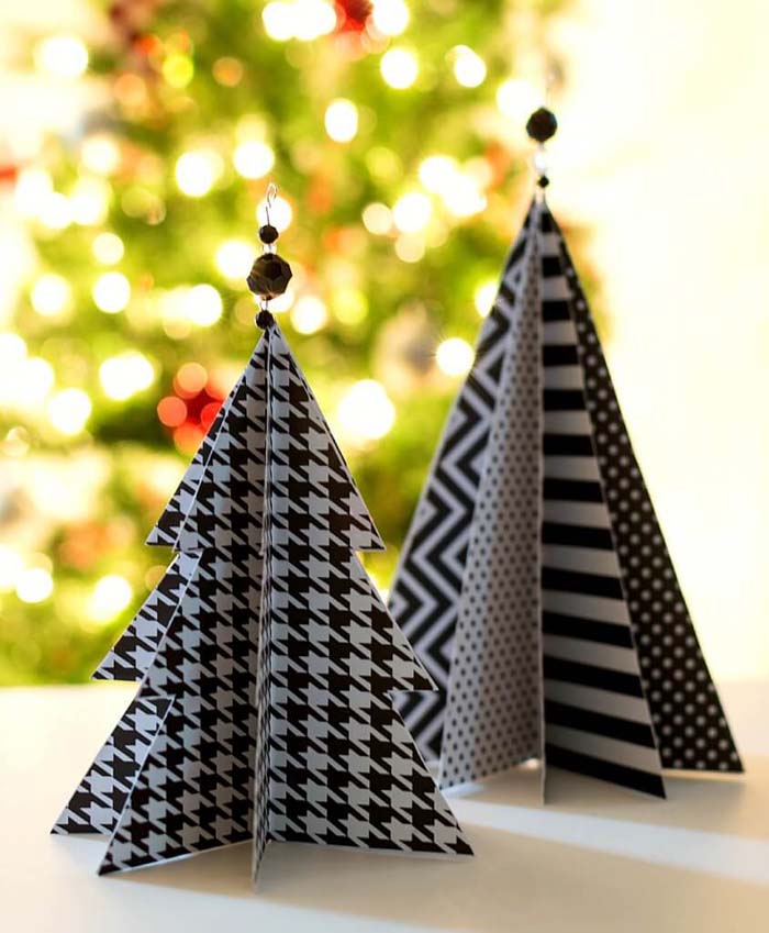 Black and White Paper Craft Christmas Tree #Christmas #Christmastree #decorhomeideas