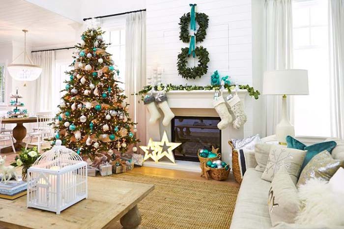 Blue Christmas Living Room