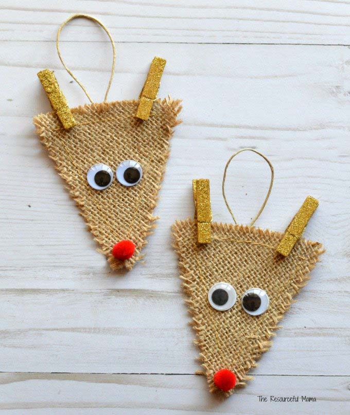 Burlap Reindeer #Christmas #ornaments #kids #diy #decorhomeideas