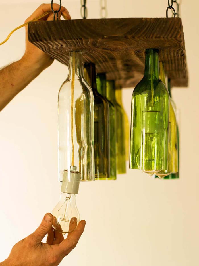 Chandelier From Old Wine Bottles #winebottle #crafts #repurpose #decorhomeideas