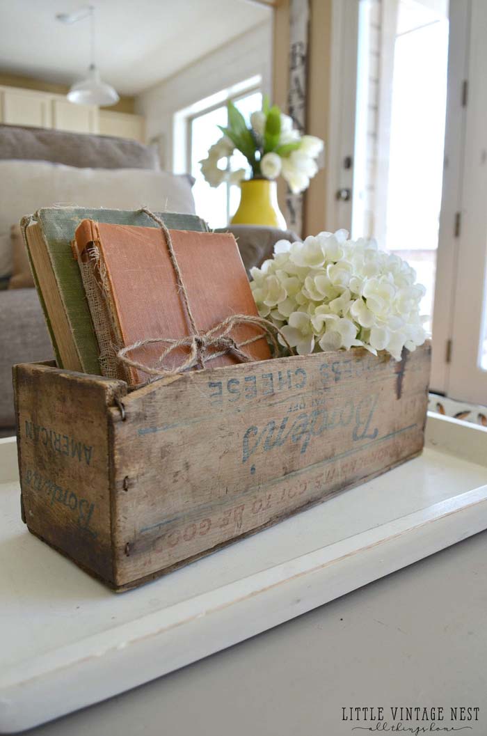 Cheese Box Book Holder Idea #farmhouse #furniture #decorhomeideas