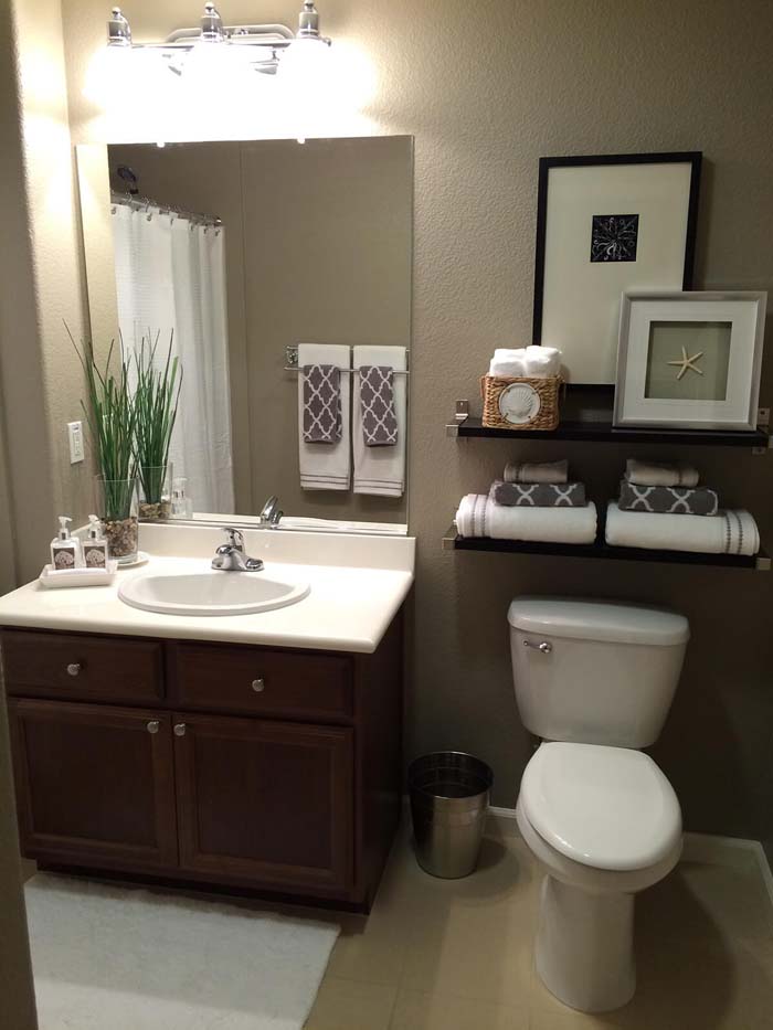 Chic Over The Toilet Shelves #overtoiletstorage #storage #toilet #decorhomeideas