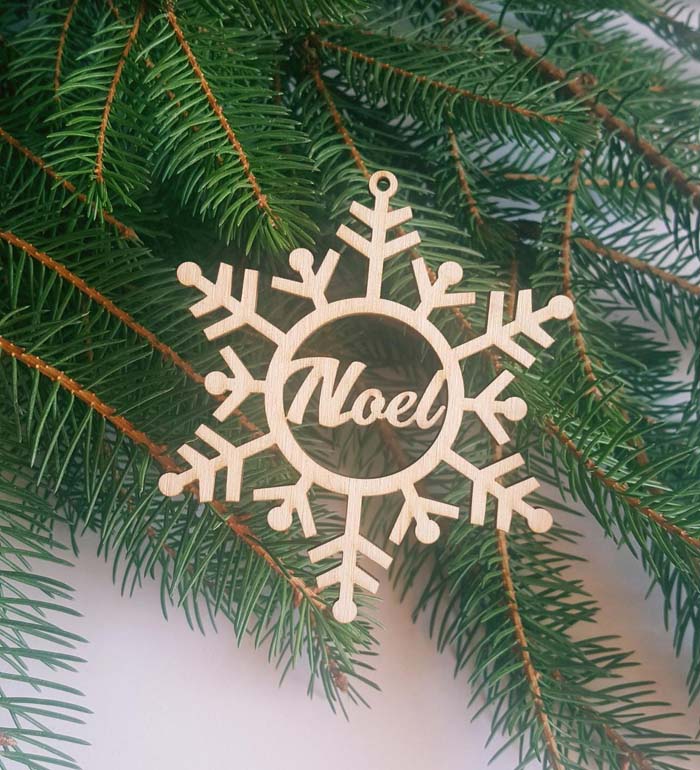 Christmas Bauble Personalized Snowflake #Christmas #ornaments #rustic #decorhomeideas