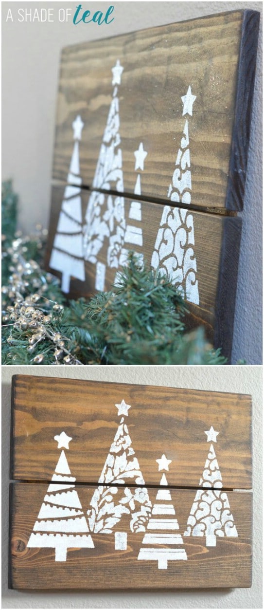 Christmas Tree Glitter Sign #Christmas #reclaimedwood #decorhomeideas