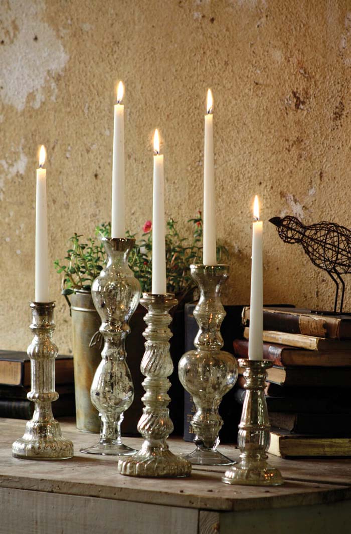 Classic Look Holders for Taper Candles #Christmas #silver #decorations #decorhomeideas