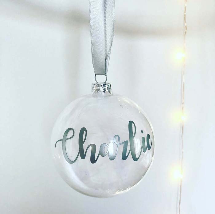 Clear Simple Hanging Personalised Bauble #Christmas #personalizedbaubles #baubles #decorhomeideas