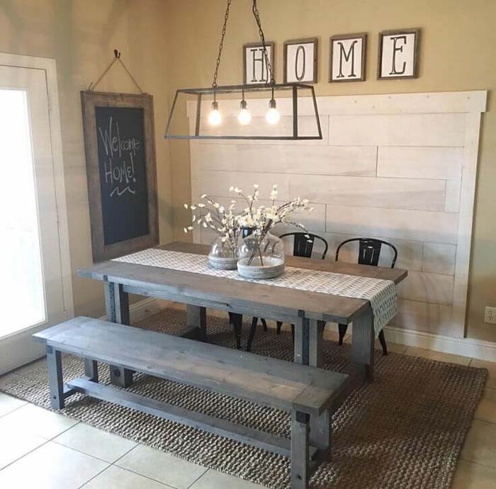 Dining Room Barnwood Wall Backdrop #farmhouse #furniture #decorhomeideas