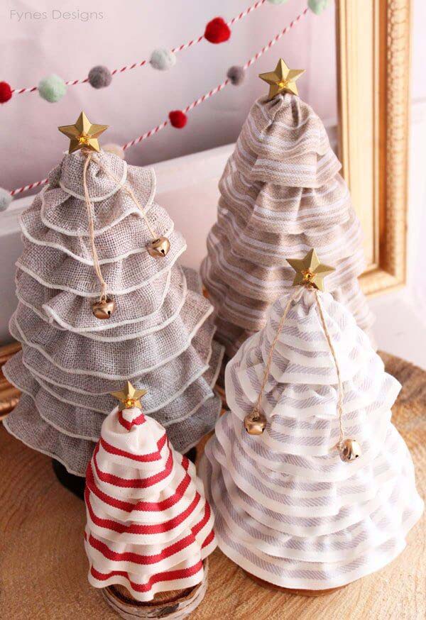 DIY Christmas Tree Cones with Ribbon #Christmas #Christmastree #decorhomeideas
