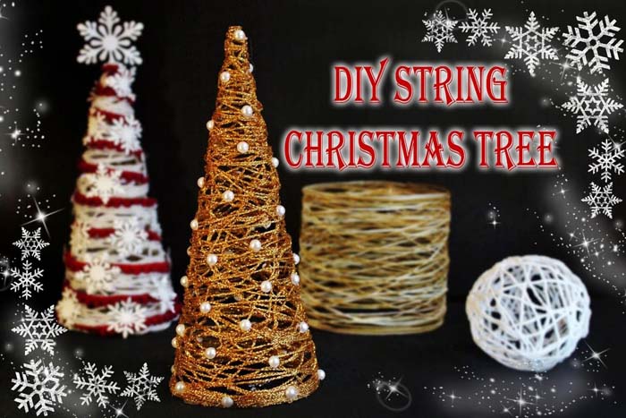 DIY String Holiday Christmas Tree #Christmas #Christmastree #decorhomeideas