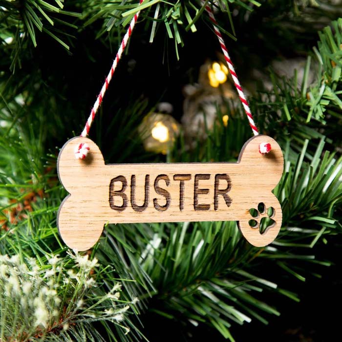 Dog Bone Customizable Pet Name Bauble #Christmas #personalizedbaubles #baubles #decorhomeideas