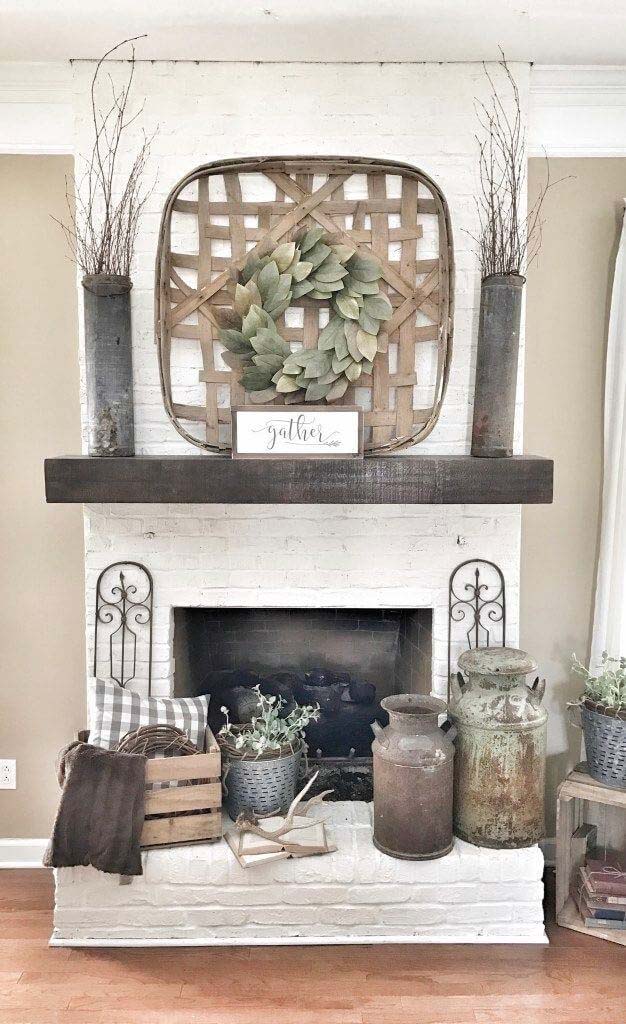 Dramatic Rustic Floor-to-Ceiling Mantel Design #farmhouse #furniture #decorhomeideas