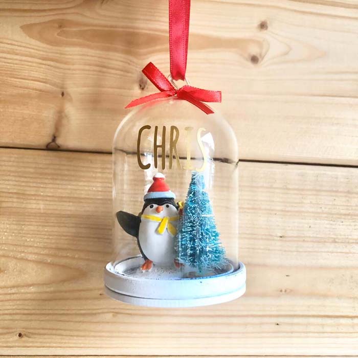 Filled Snowglobe Christmas Tree Hanging Bauble #Christmas #personalizedbaubles #baubles #decorhomeideas