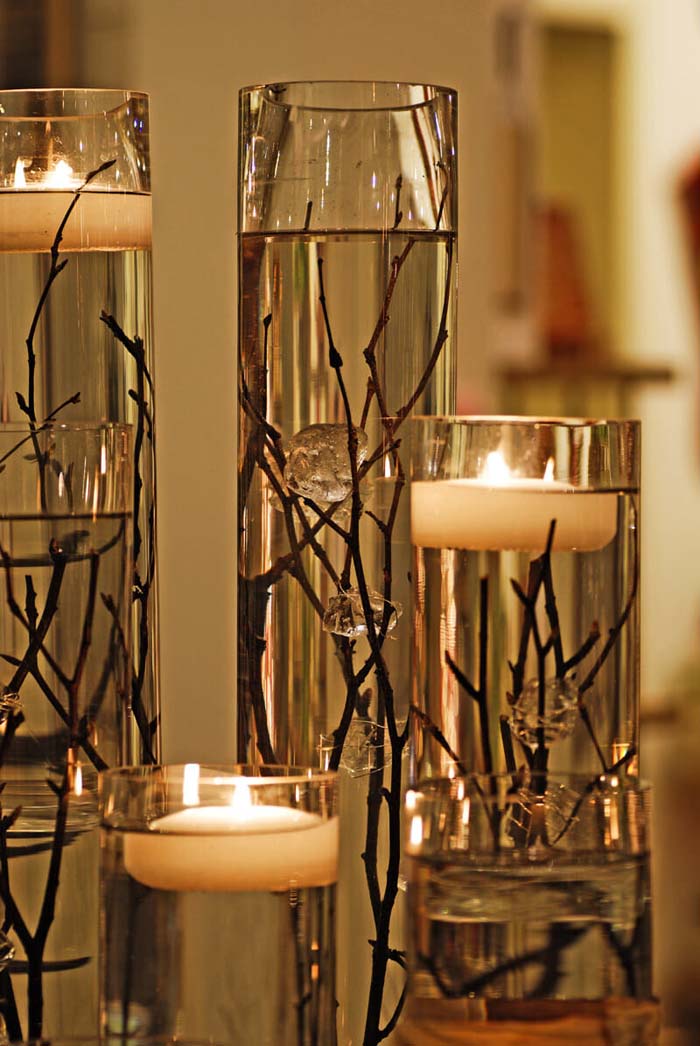 Floating By Candlelight Table Display #branches #homedecor #decorhomeideas