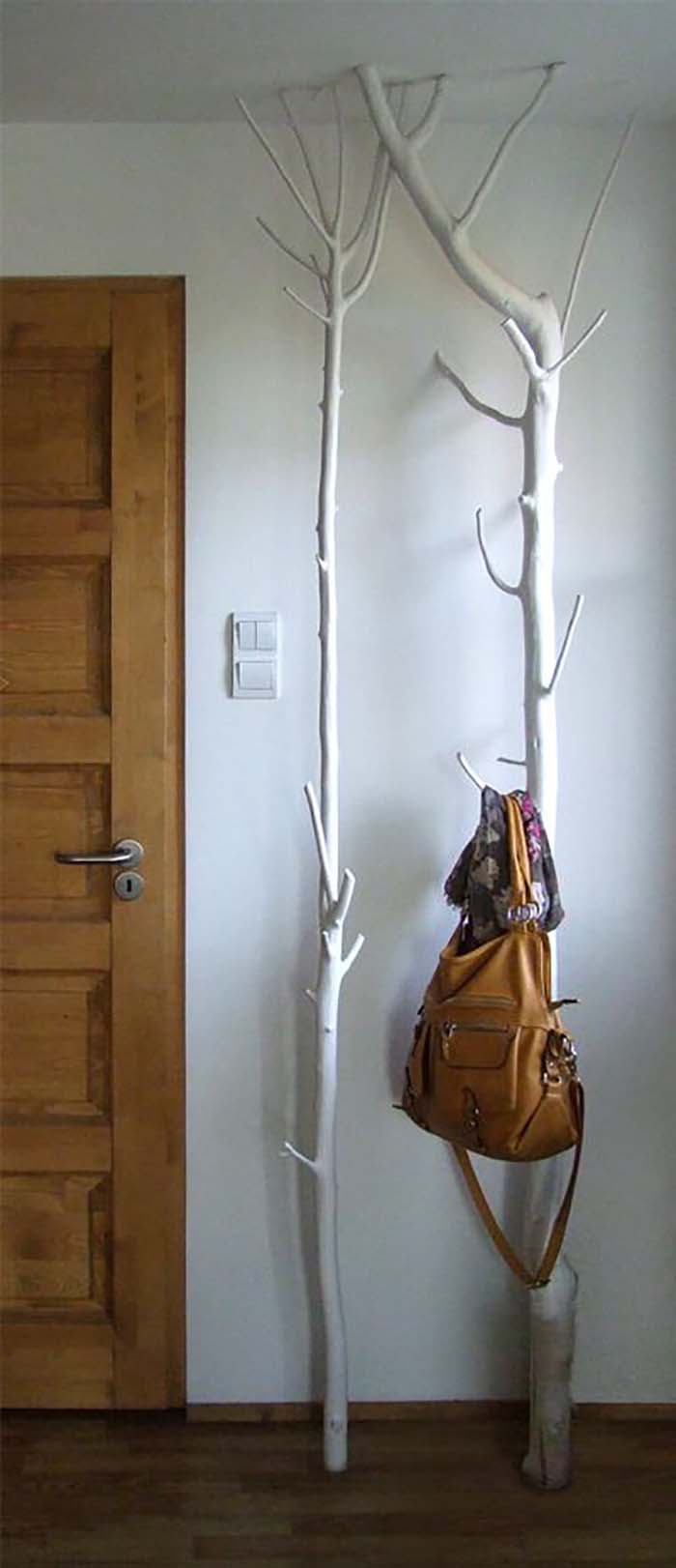 Floor-To-Ceiling Forested Hook Stand #branches #homedecor #decorhomeideas