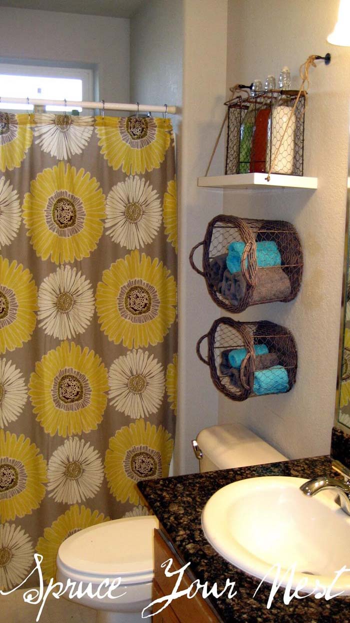 Hanging Shelf And Basket Organizers #overtoiletstorage #storage #toilet #decorhomeideas