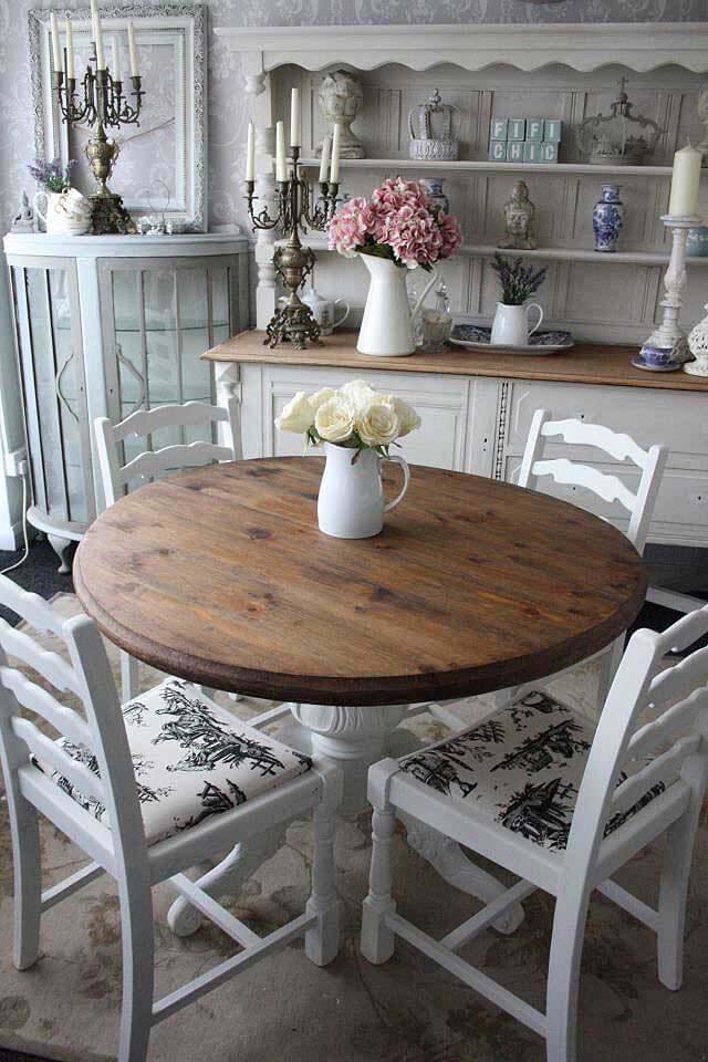 Informal Round Wooden Dining Table #frenchcountry #decor #decorhomeideas