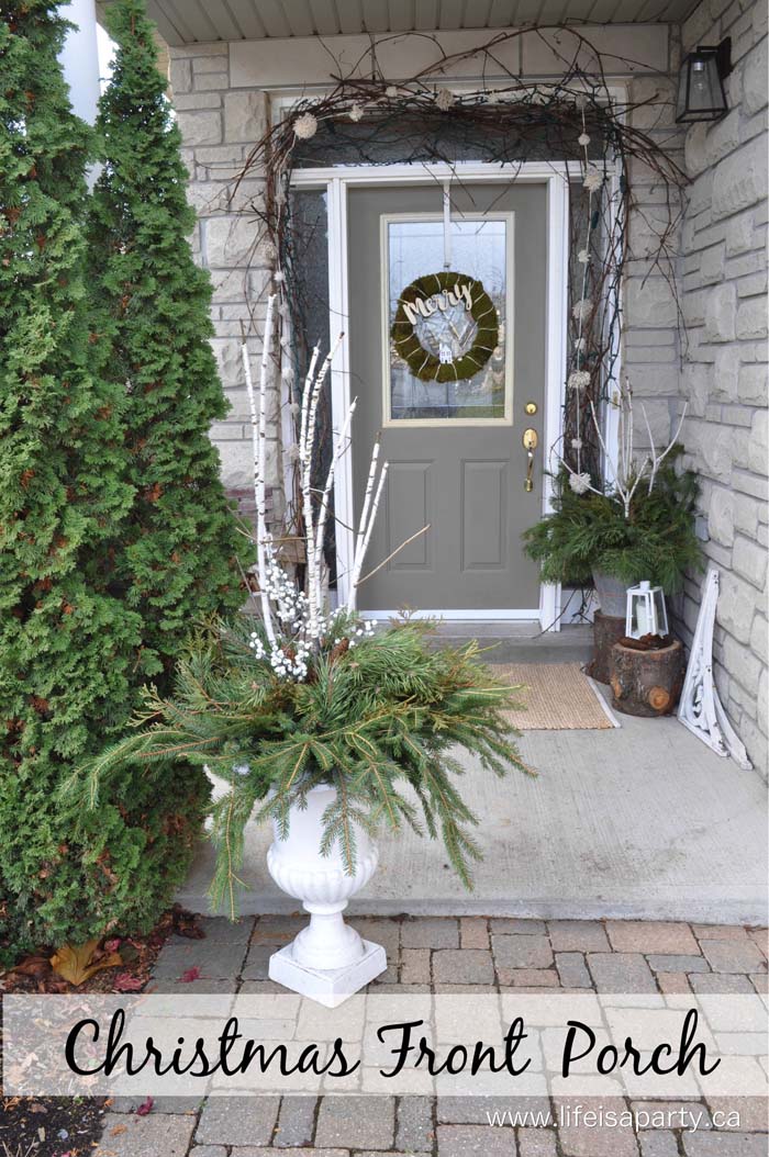 Lush Birch and Pine Outdoor Urn #Christmas #urns #decorations #decorhomeideas