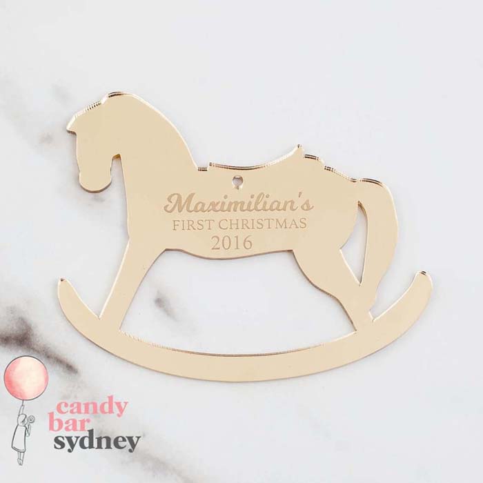 Metal Customizable Rocking Horse Bauble #Christmas #personalizedbaubles #baubles #decorhomeideas