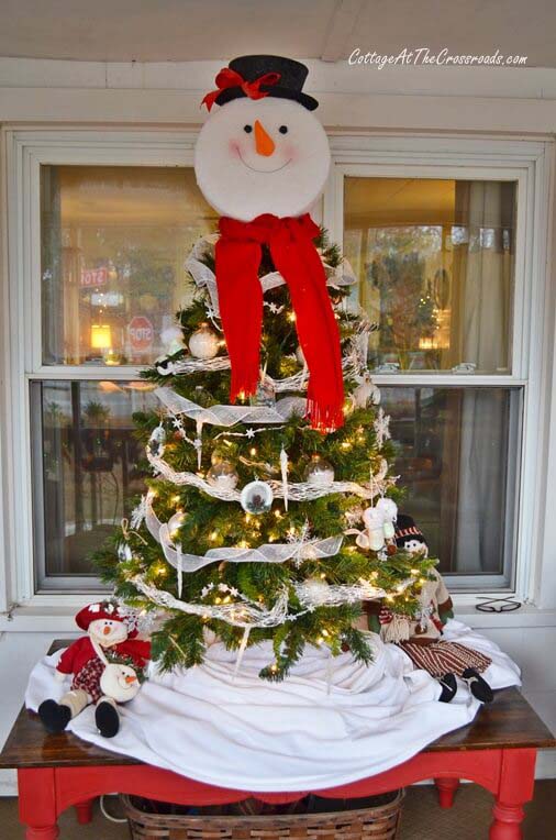 Mr. Snowman Tabletop Christmas Tree #Christmastree #outdoor #decorhomeideas