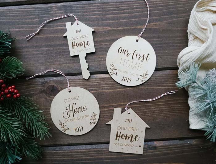 Our First Home Wooden Bauble #Christmas #personalizedbaubles #baubles #decorhomeideas