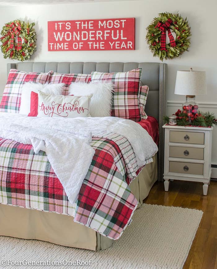 Plaid Christmas Wall Decor #Christmas #walldecor #diy #decorhomeideas