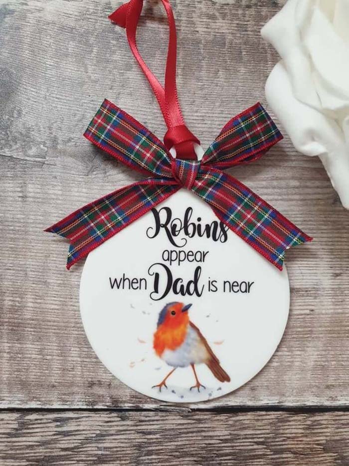 Plaid Robin Remembrance Personalised Bauble #Christmas #personalizedbaubles #baubles #decorhomeideas
