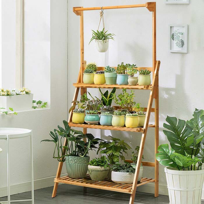 Plant Stand Hanger Ladder #ladderplanter #decorhomeideas