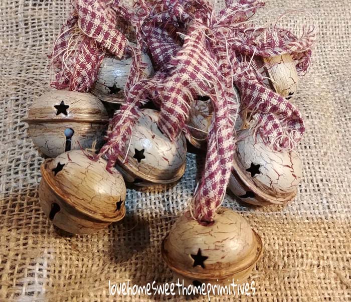 Primitive Crackle Tan Burgundy Stars #Christmas #ornaments #rustic #decorhomeideas