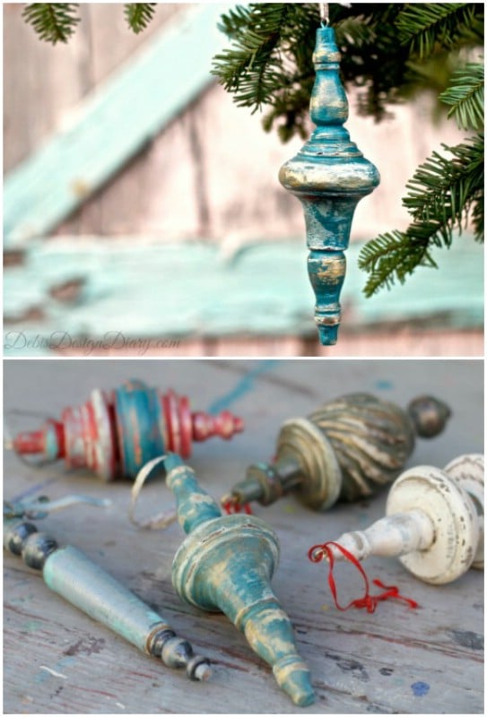 Reclaimed Table Leg Ornaments #Christmas #reclaimedwood #decorhomeideas