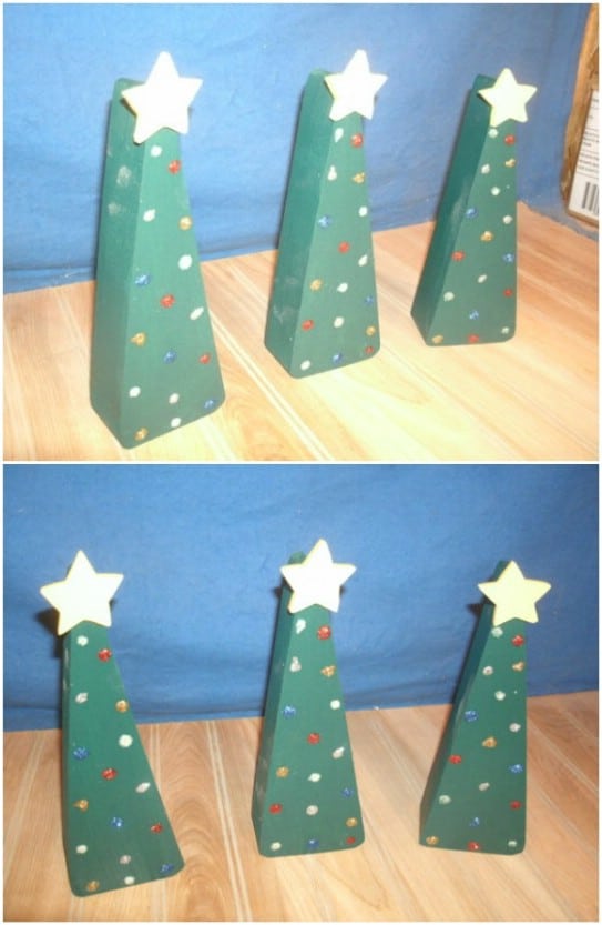 Reclaimed Wood Tabletop Christmas Trees #Christmas #reclaimedwood #decorhomeideas