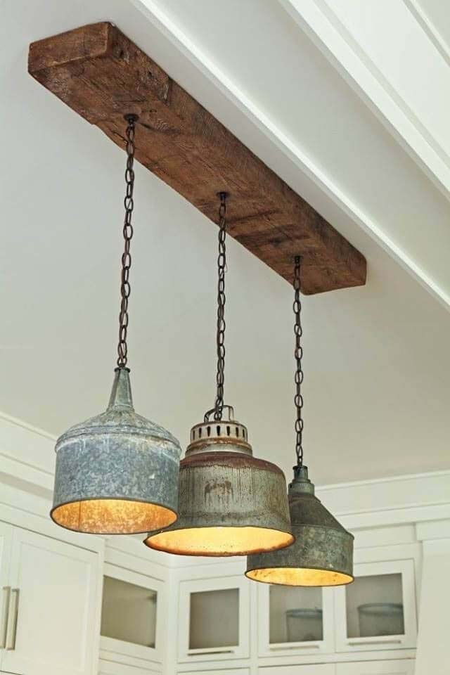 Repurposed Galvanized Steel Light Fixture #farmhouse #furniture #decorhomeideas