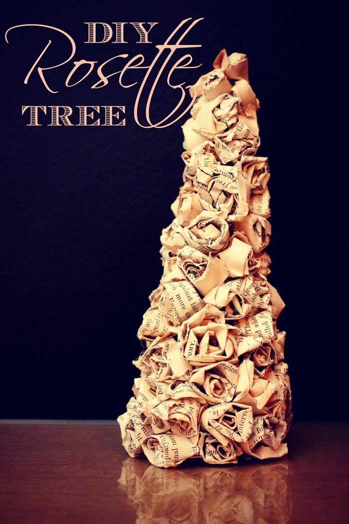 Romantic DIY Rosette Craft Tree #Christmas #Christmastree #decorhomeideas