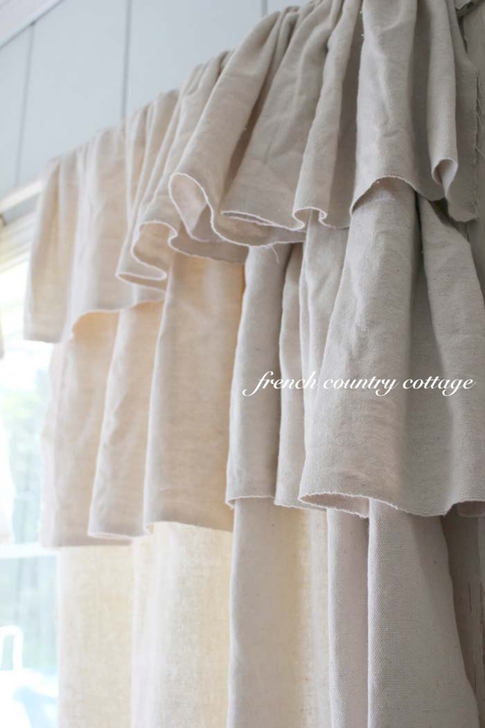 Ruffled Natural Linen Window Curtains #frenchcountry #decor #decorhomeideas